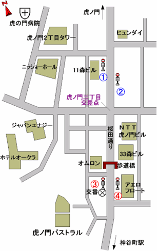 バスのりば（虎ノ門二丁目、三丁目）