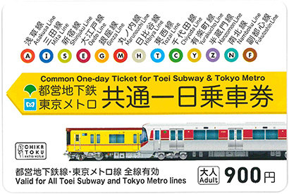 ตั๋วโดยสารประเภท 1 วันที่ใช้ร่วมกันระหว่างรถไฟใต้ดินโทเอและโตเกียวเมโทร (PASMO)