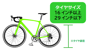 画像：タイヤサイズ直径16インチ以上29インチ以下