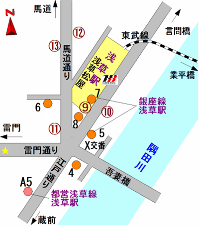 バスのりば（東武浅草駅前）