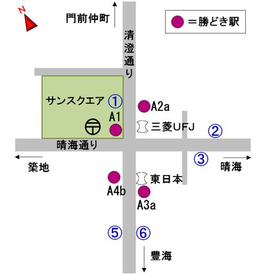 バスのりば（勝どき駅）