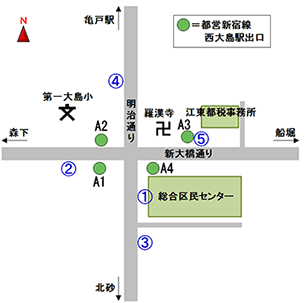 バスのりば（西大島駅）