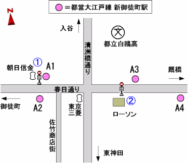 バスのりば（新御徒町駅）