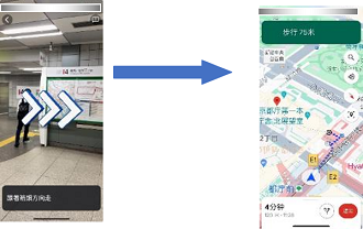 影像：放倒手機就會切換到地圖畫面