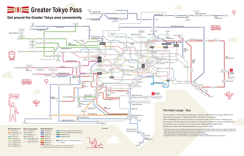 Image: Greater Tokyo Pass Coverage Area Map