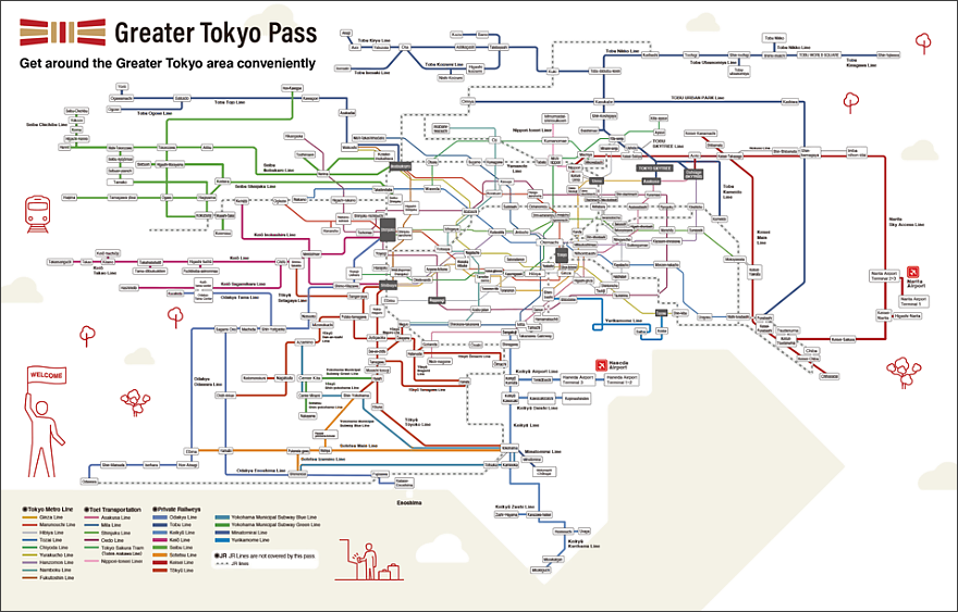 Image3: Map of the Applicable Areas of the Greater Tokyo Pass