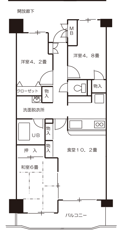 北寮世帯用居室間取り