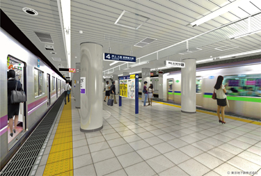 (イメージ)都営新宿線・東京メトロ半蔵門線九段下駅ホーム (イメージ)都営新宿線・東京メトロ半蔵門線九段下駅ホーム