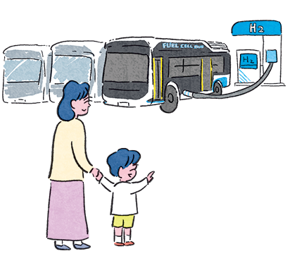 イラスト：水素ステーションがバスの営業所内に