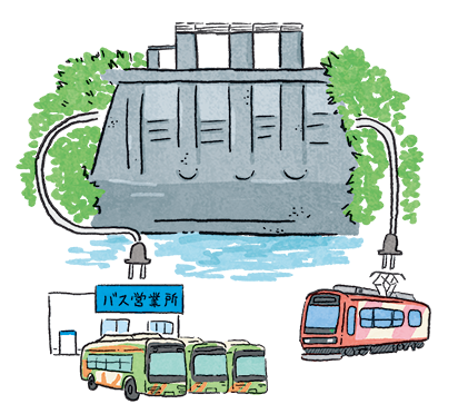 イラスト：電気はバスの営業所や都電にも