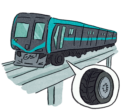 イラスト：線路がなくても電車がはしるひみつ