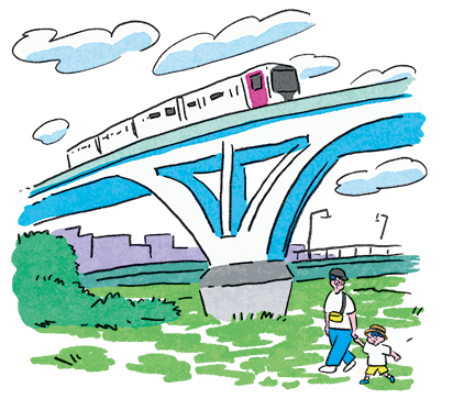 イラスト：日暮里・舎人ライナーで空中散歩を楽しもう！