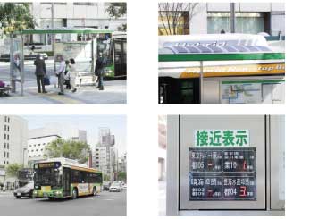 ハイブリッドバスとソーラー電池付バス停留所：画像2