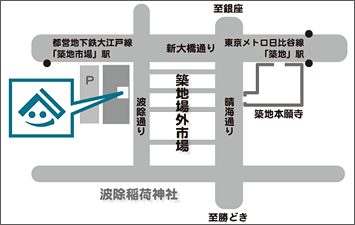 地図：築地市場情報案内所「ぷらっと築地」