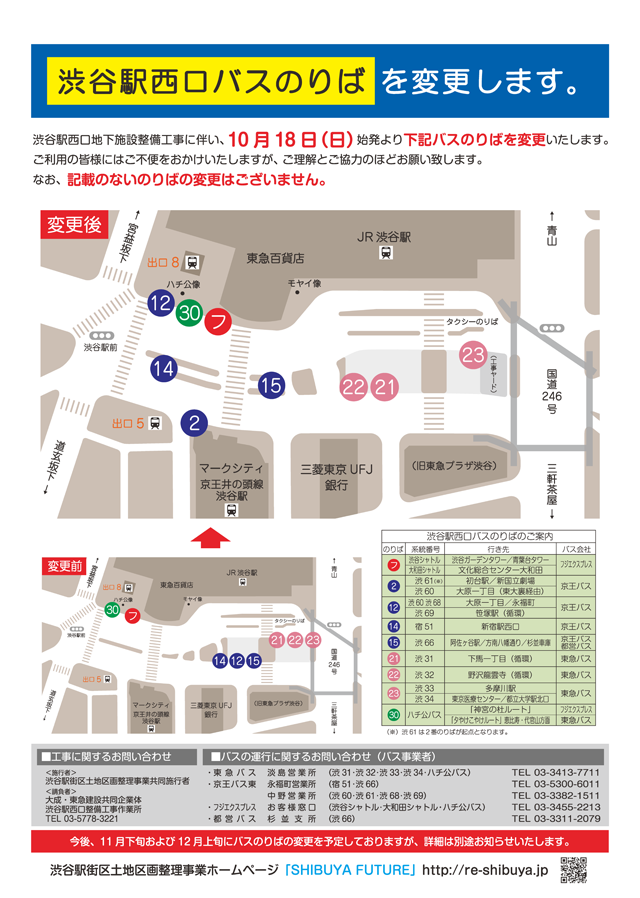 渋谷駅西口バスターミナルのバスのりばの変更について 東京都交通局