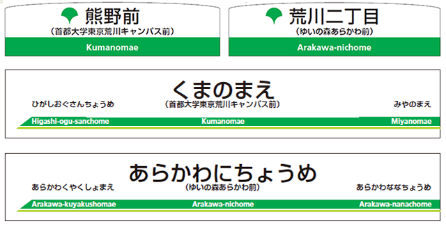 停留場名表示例（イメージ）