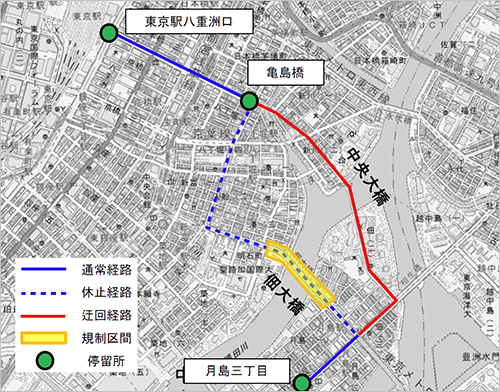 画像：直行02系統の迂回運行について