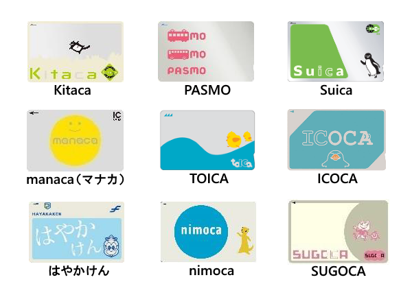 画像：全国相互利用（電子マネー）サービス対象の交通系ICカード一覧