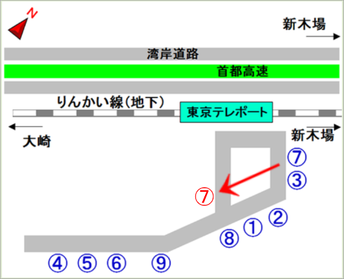 画像：東京テレポート駅前　停留所案内図