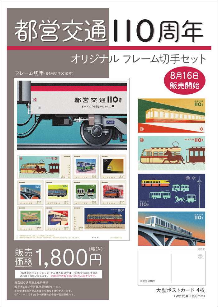 画像：「都営交通110周年」オリジナル フレーム切手セット