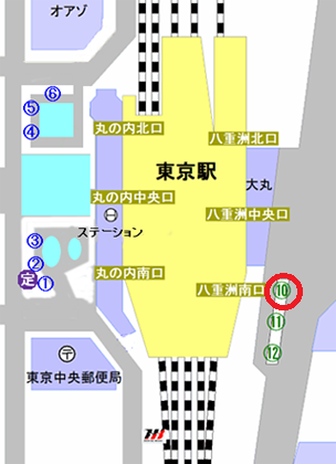 画像：東京駅のりば案内図