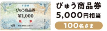 画像：びゅう商品券5,000円相当 100名さま