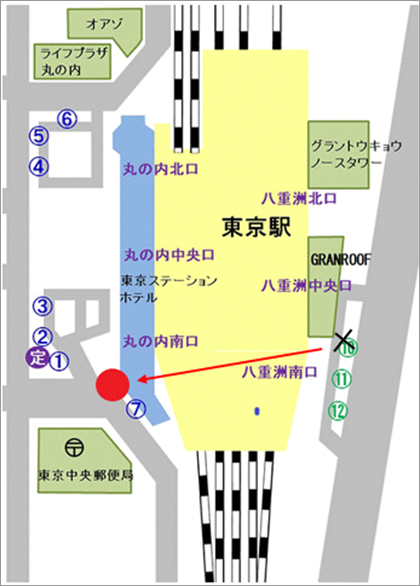 画像：東京駅のりば案内図