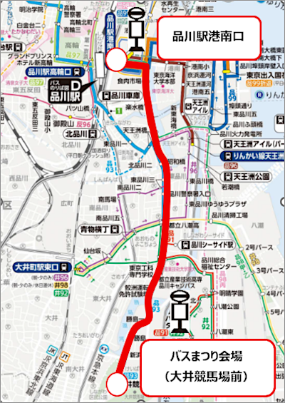 画像：有料臨時バス「まつり」の運行図