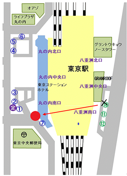 画像：東京駅のりば案内図