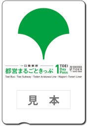 画像：都営まるごときっぷ（都営交通一日乗車券）の見本