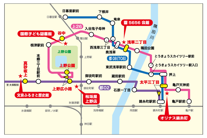 画像：スタンプラリー都営バス概略路線図