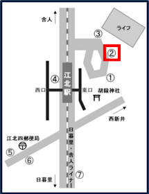 画像：江北駅前の地図