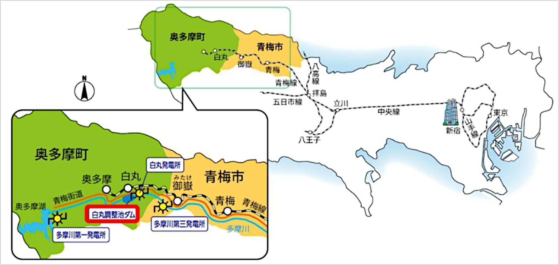 白丸調整池ダムのマップ