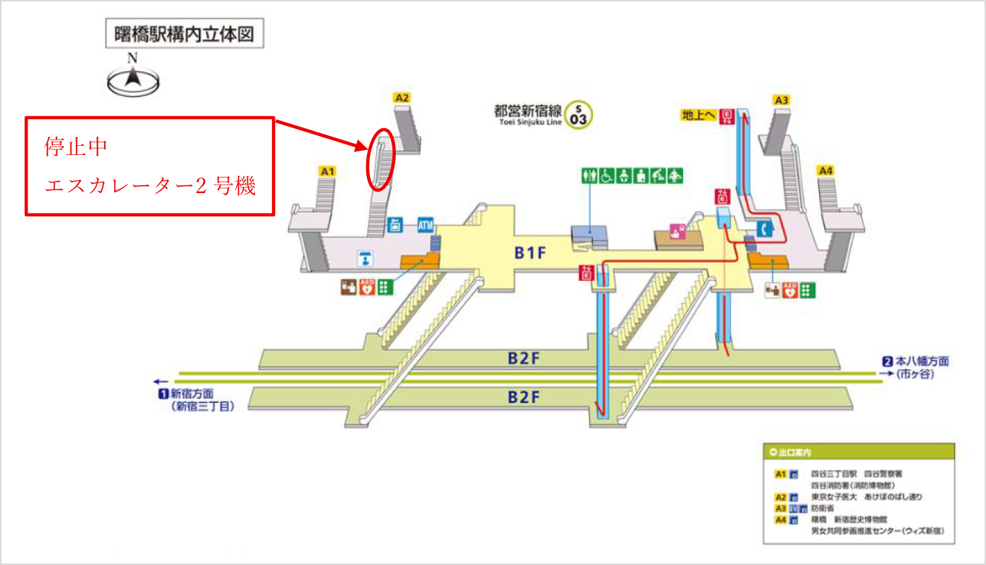曙橋駅構内立体図