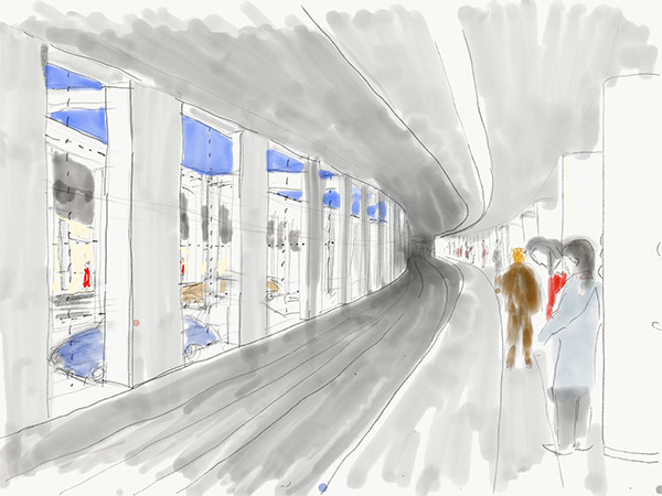 東銀座駅ホームのイラスト