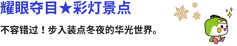 耀眼夺目★彩灯景点 不容错过！步入装点冬夜的华光世界。