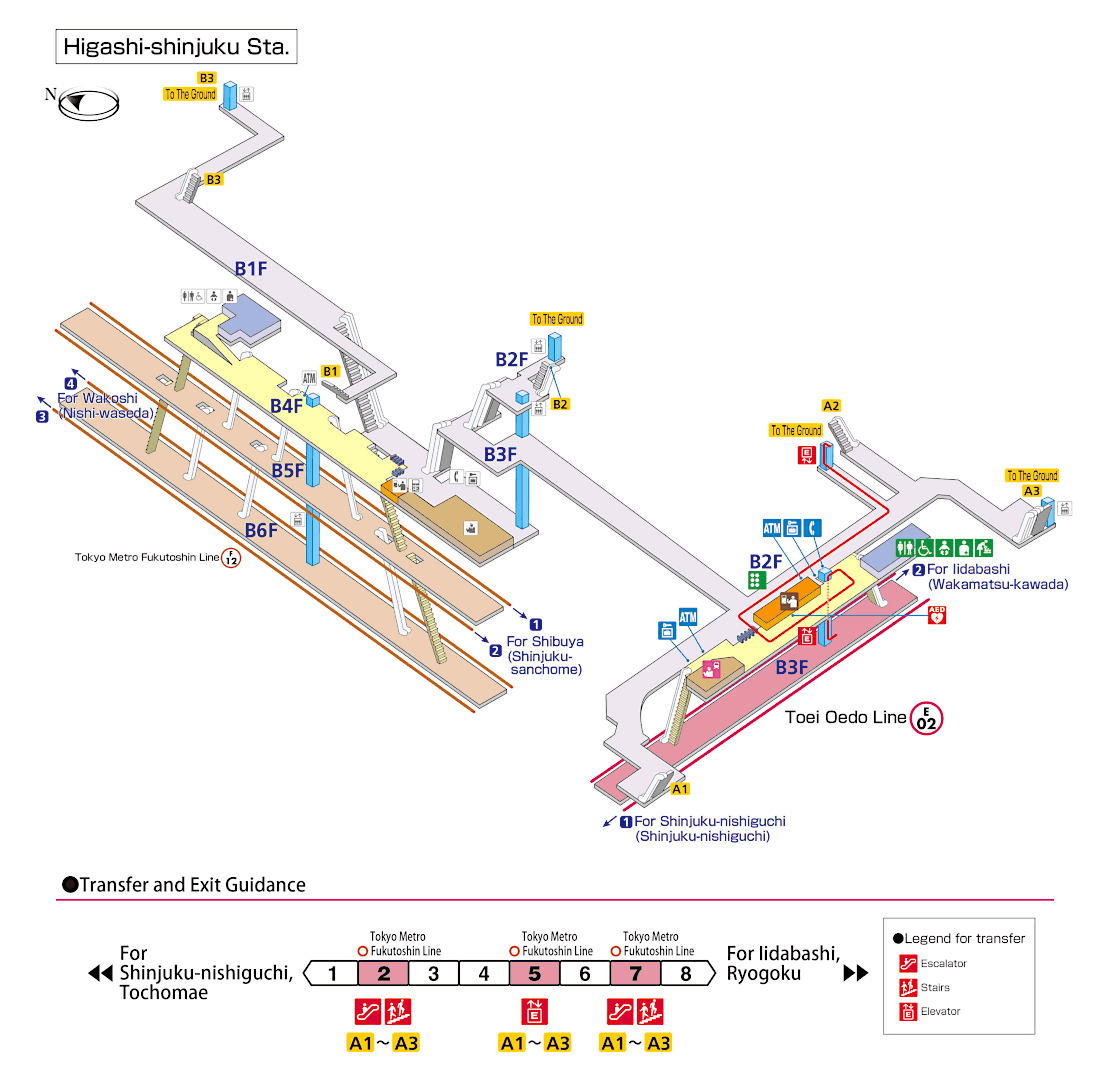 東新宿駅構内図