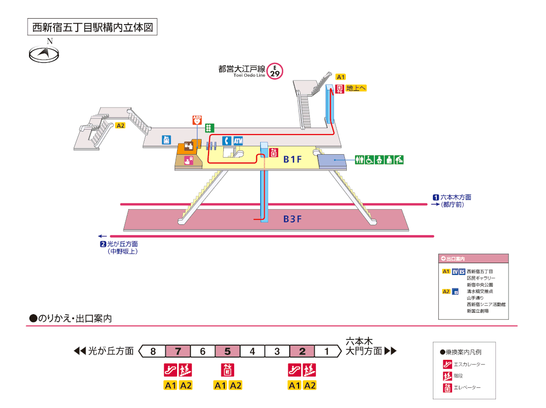 西新宿五丁目駅構内図