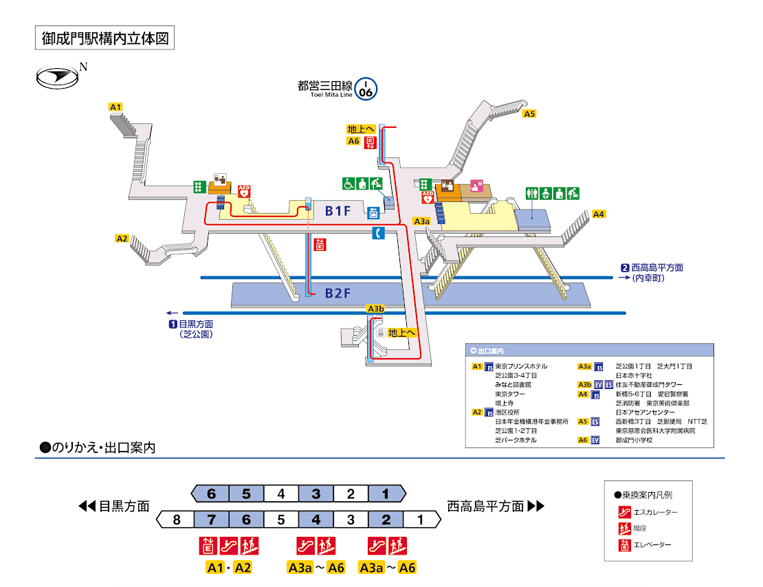 御成門駅構内図