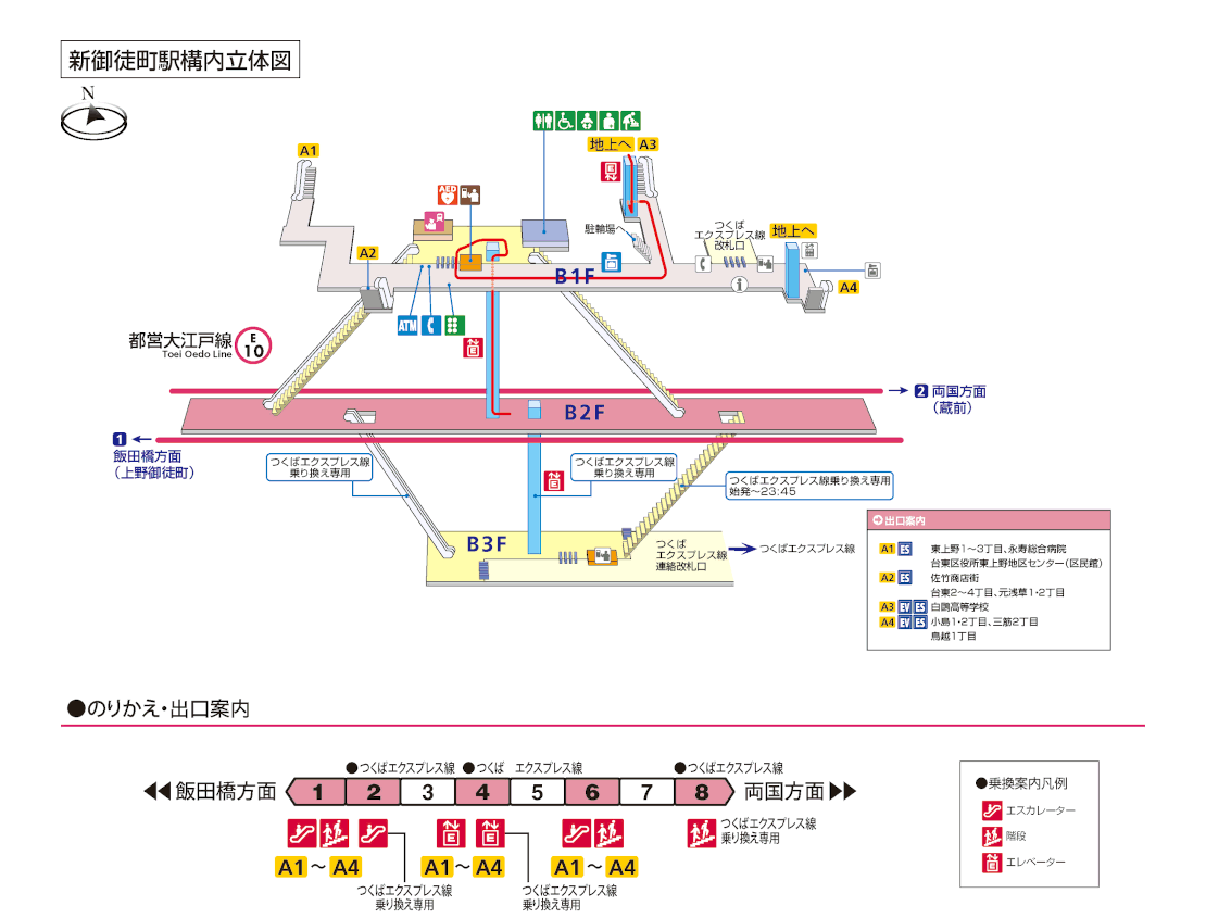 新御徒町駅構内図