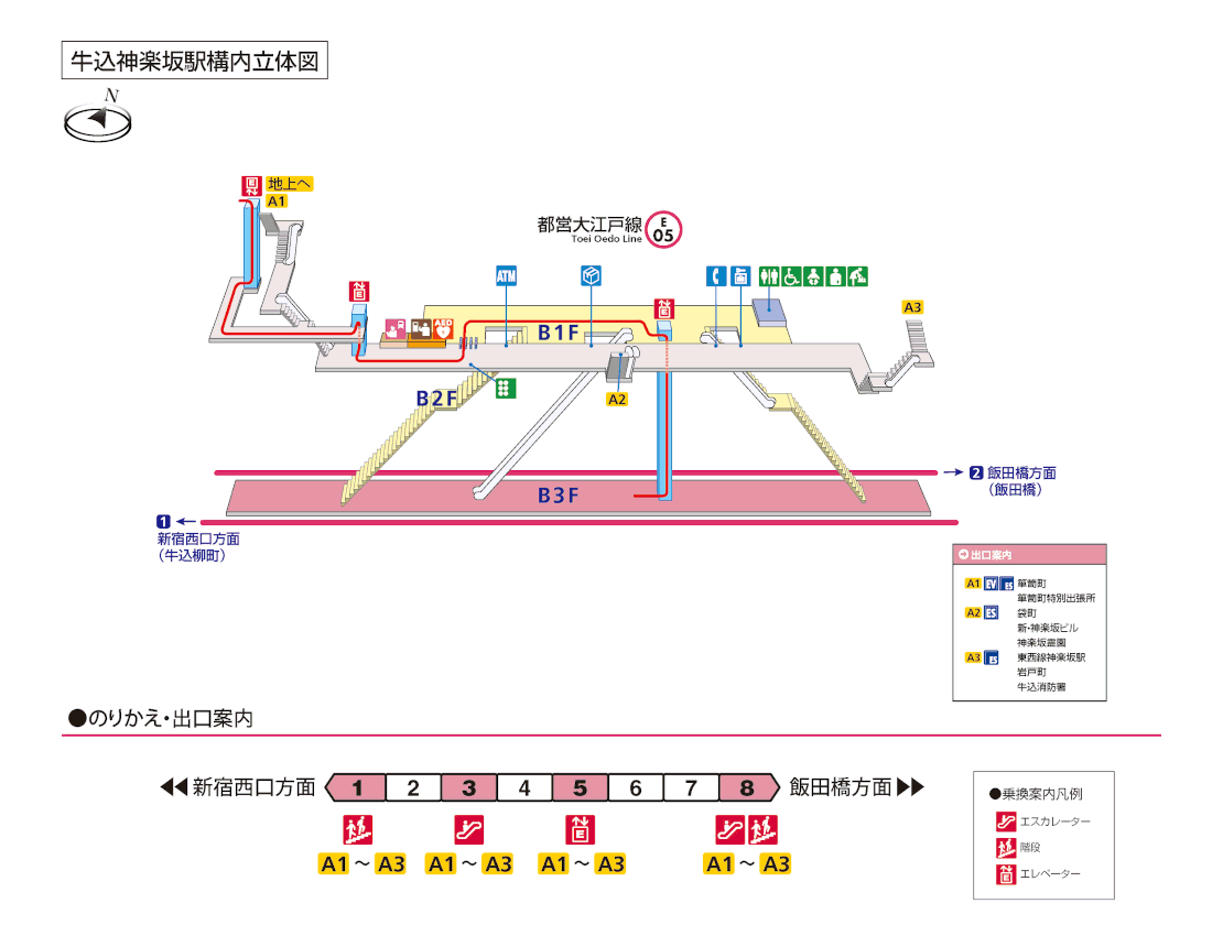 牛込神楽坂駅構内図