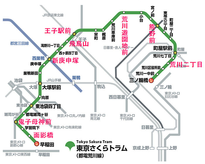 マップ：東京さくらトラム沿線桜情報